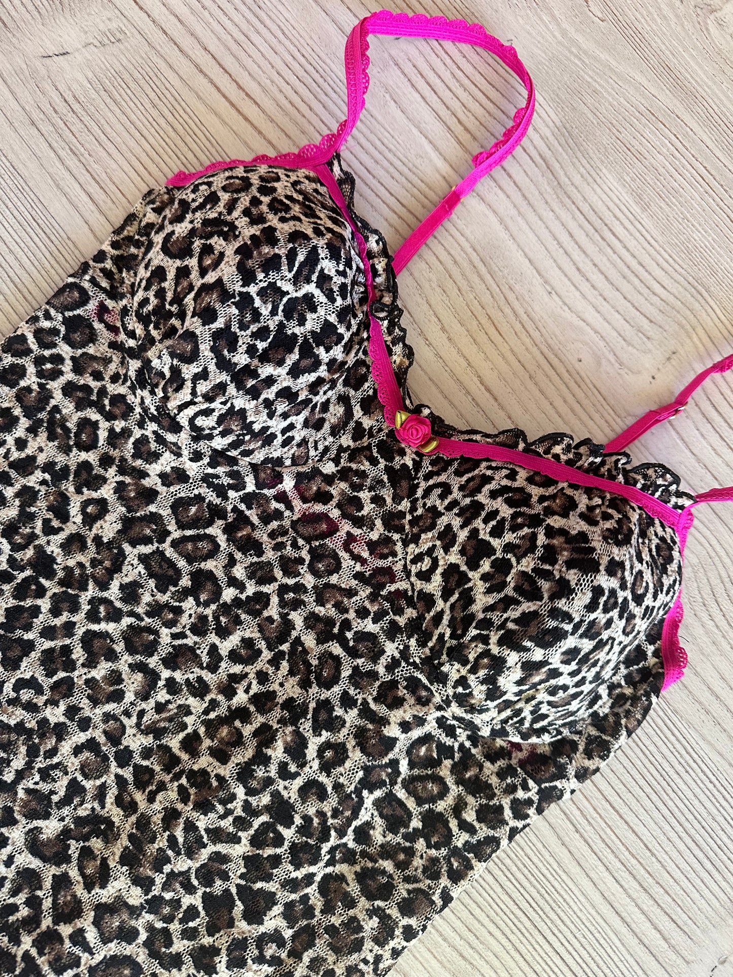 Leopard and pink lace, Cinema Etoile lace slip dress (S)š¬š