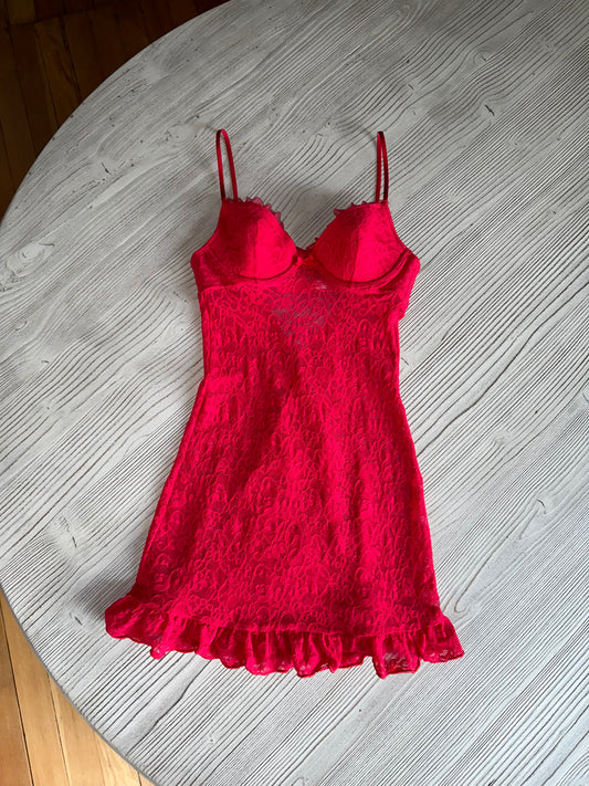 Victoria’s Secret red lace slip dress(XS)💋