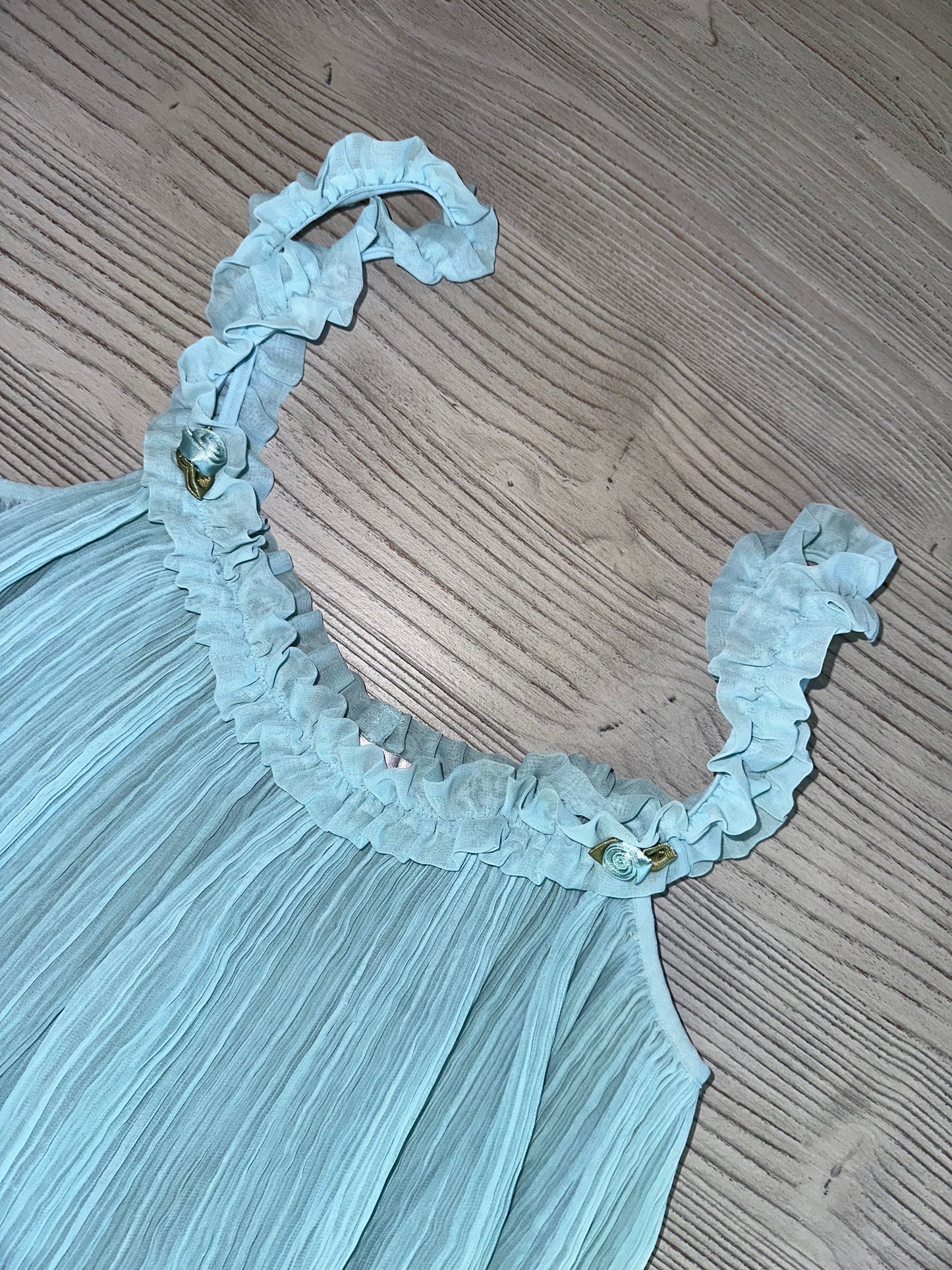 Vintage Victoria’s Secret ruffle chiffon baby blue nightgown (S)🫐