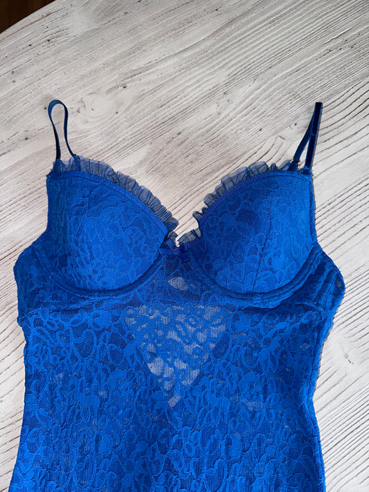 Victoria’s Secret blue lace slip dress(S)💙